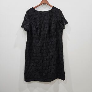 Talbots Women Lace Overlay Shift Dress 1XP Black Whimsy Romantic Goth Feminine